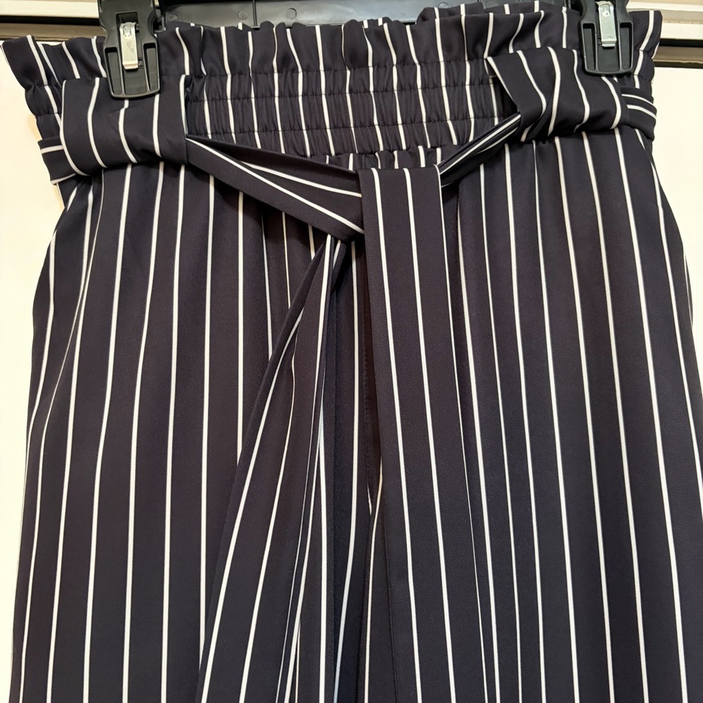 Grace Karin Black Pinstripe Paperbag Waist Trousers - Picture 2 of 5